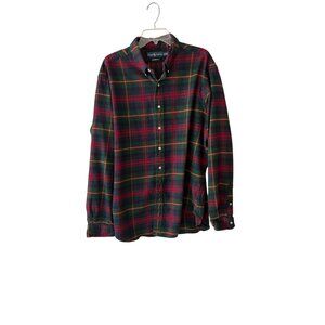 Ralph Lauren Mens XXL Classic Fit Flannel Shirt Green & Red Plaid Cotton Long Sl